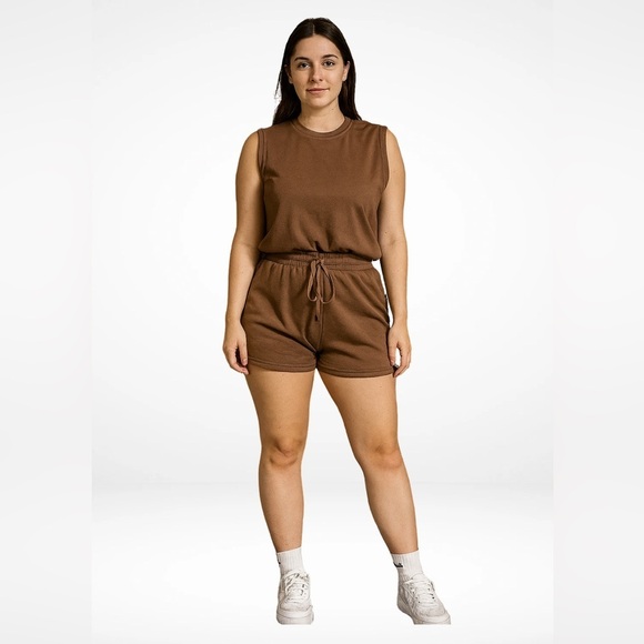 SHEIN Tops - SHEIN Brown Sleeveless  Top & Shorts Lounge Set – NWOT, Size M